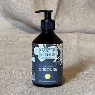 Lille størrelse: Økologisk citron flydende og brusesæbe for engroshandel hos Savons Arthur