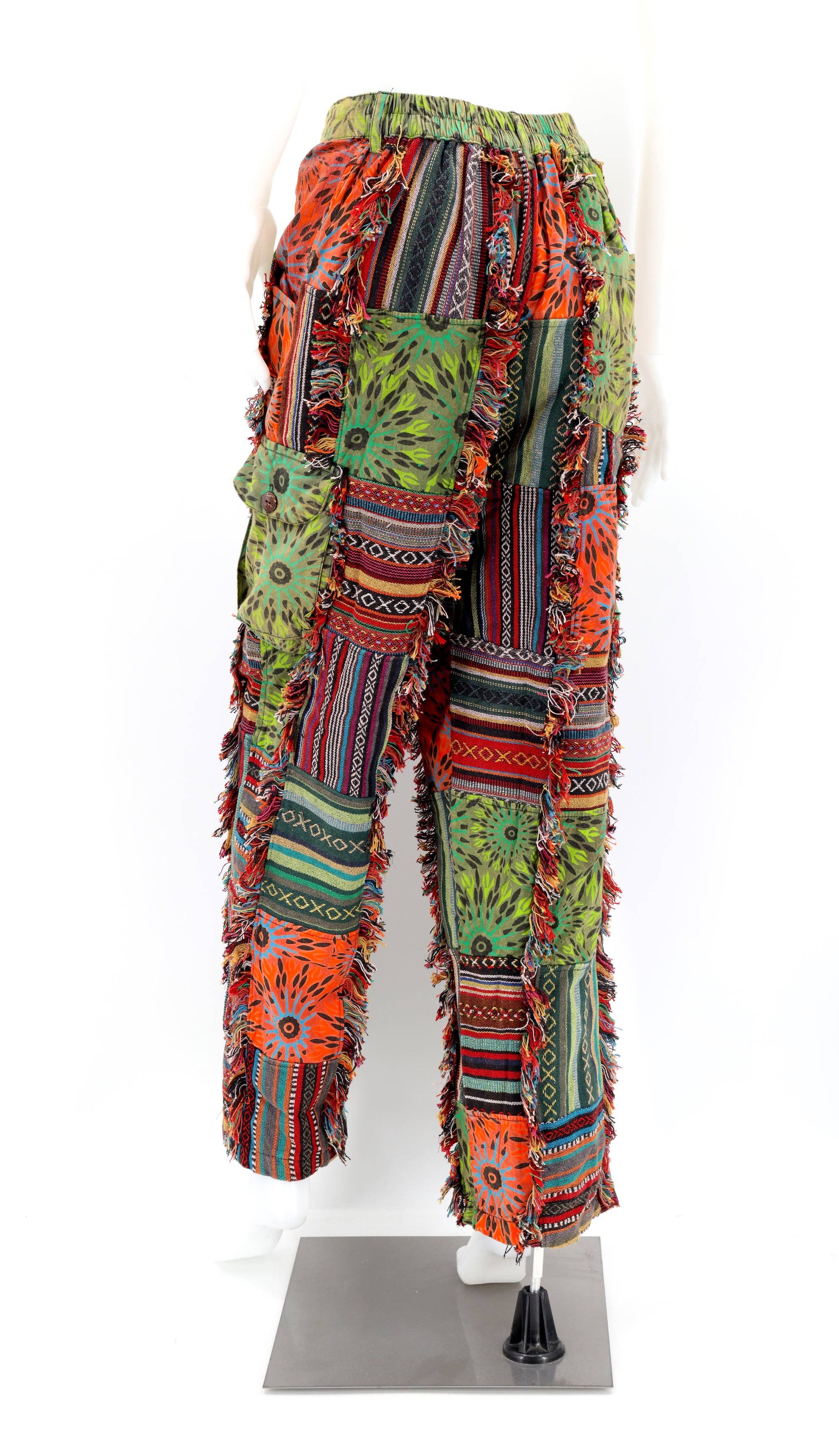 Himalaya Handmade - Wholesale Pants - Unisex - Cotton Hippie Handmade Harem Gheri Patchwork Fringe Bohemian Pants10