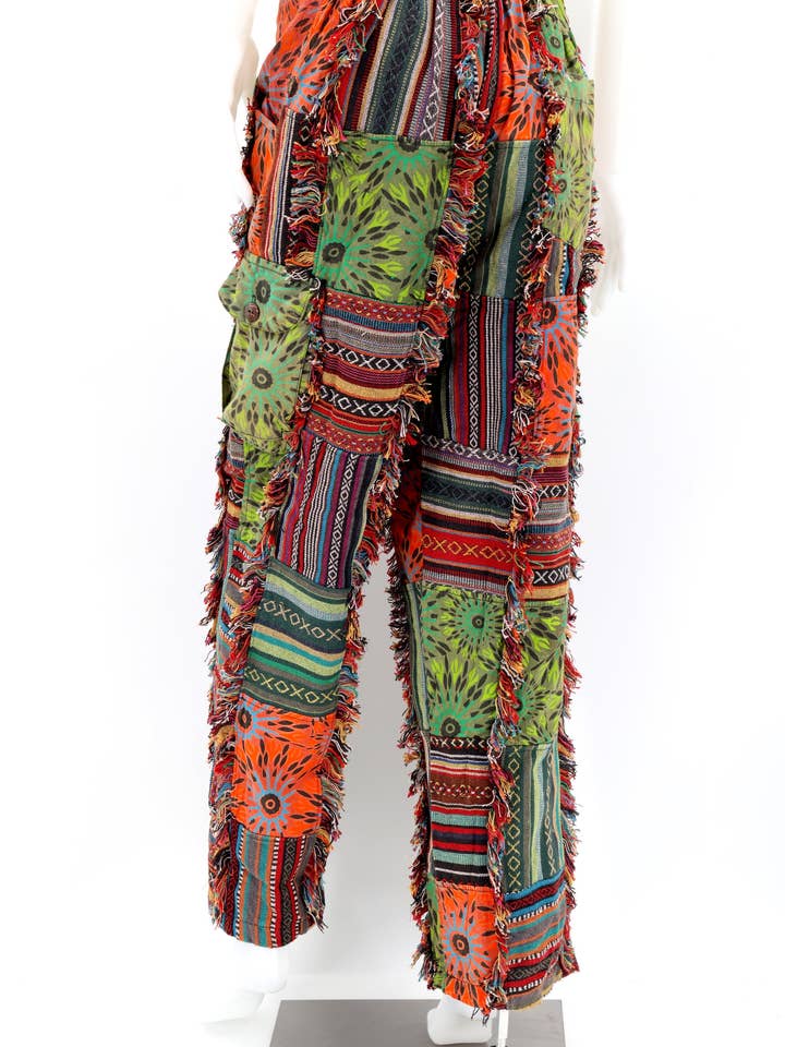 Himalaya Handmade - Wholesale Pants - Unisex - Cotton Hippie Handmade Harem Gheri Patchwork Fringe Bohemian Pants10