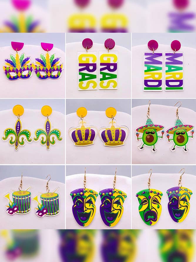 Mardi Gras Design Earrings ZK678 for wholesale by UNISHE