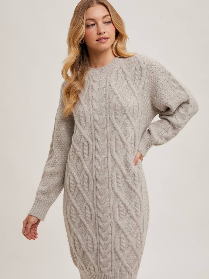 Bluivy - Wholesale Dress - Women's - CABLE KNIT SWEATER MIDI DRESS3