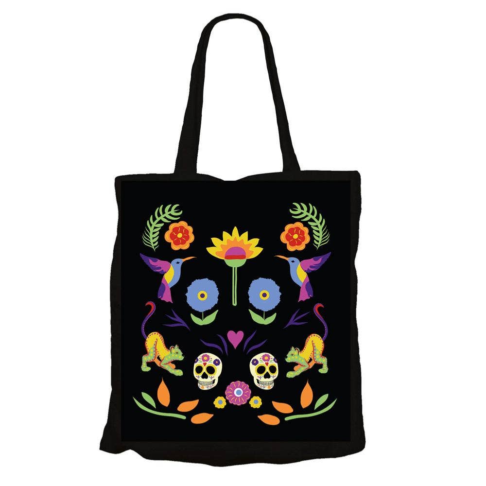 Shared Earth – Engroshandel Tote bag - Dame – Tote Bag Genanvendt Bomuld Etnisk Kunst Sort 36 x 40cm0