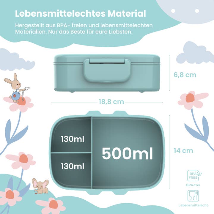 BEARFOOT - Wholesale Lunch Bag/Box - Kids - Lunch box children's compartments, lightweight & leak-proof turtle