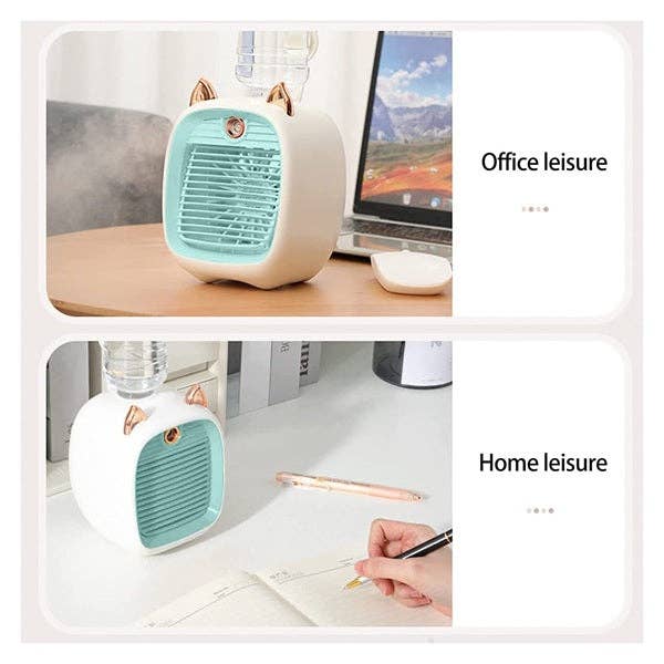 Showcase - Wholesale Electric Fan - Cool Chill Cat Ear Tabletop Misting Fan Green2