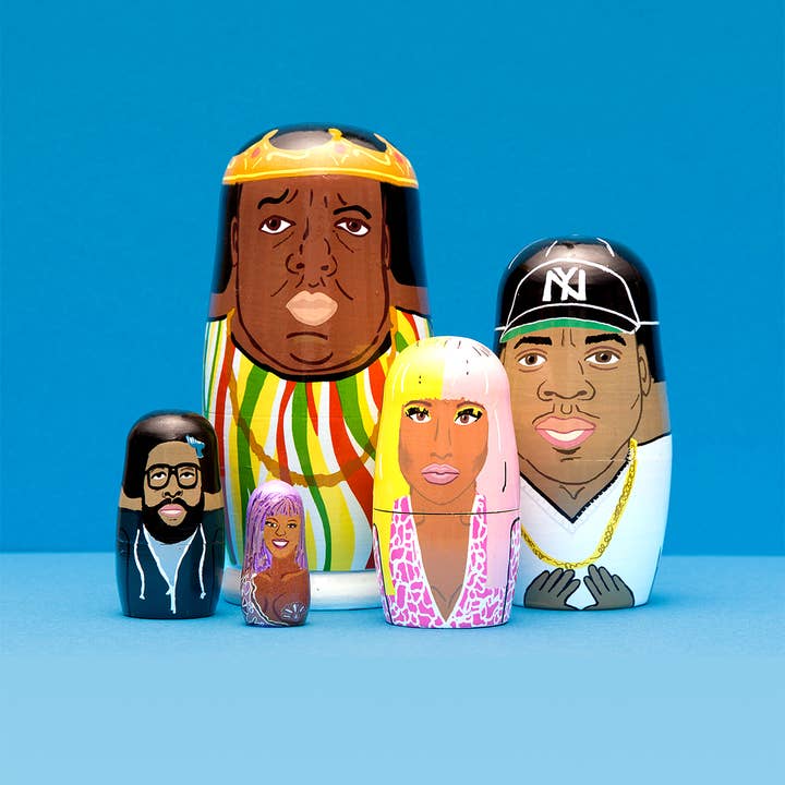 Larney + Babs - Wholesale Doll - Kids - East Coast Rappers Wooden Nesting Doll Sets2