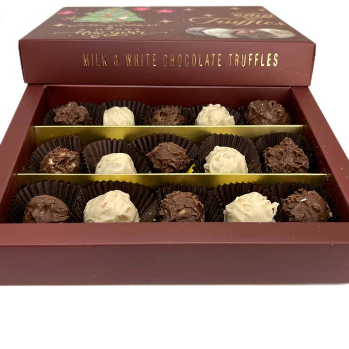 Aladdin - Wholesale Chocolate box - Ema Chocolate Milk and White Chocolate Truffles With Dubai Filling - Merry Christmas Box - 250g4