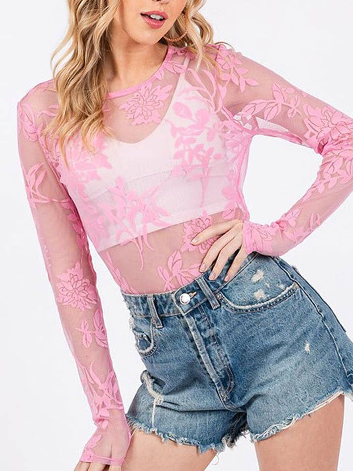 RONDHALS MESH BODYSUIT MET PRINT voor wholesale door ROUSSEAU