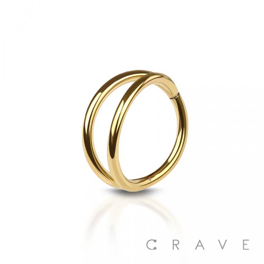 CRAVE - Wholesale Hoop Earrings - DOUBLE RING 316L SURGICAL STEEL HINGED SEGMENT HOOP RING0
