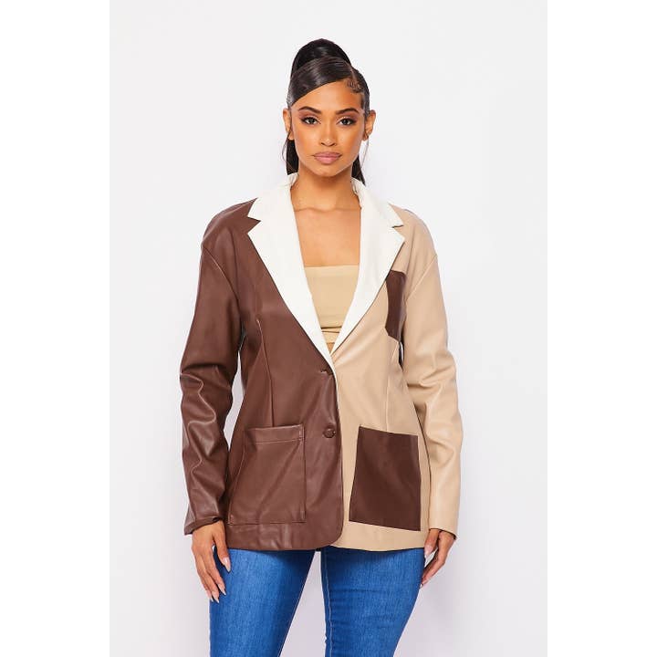 BLAZER DECLARAÇÃO COLORBLOCK por atacado de Esmeray Clothing