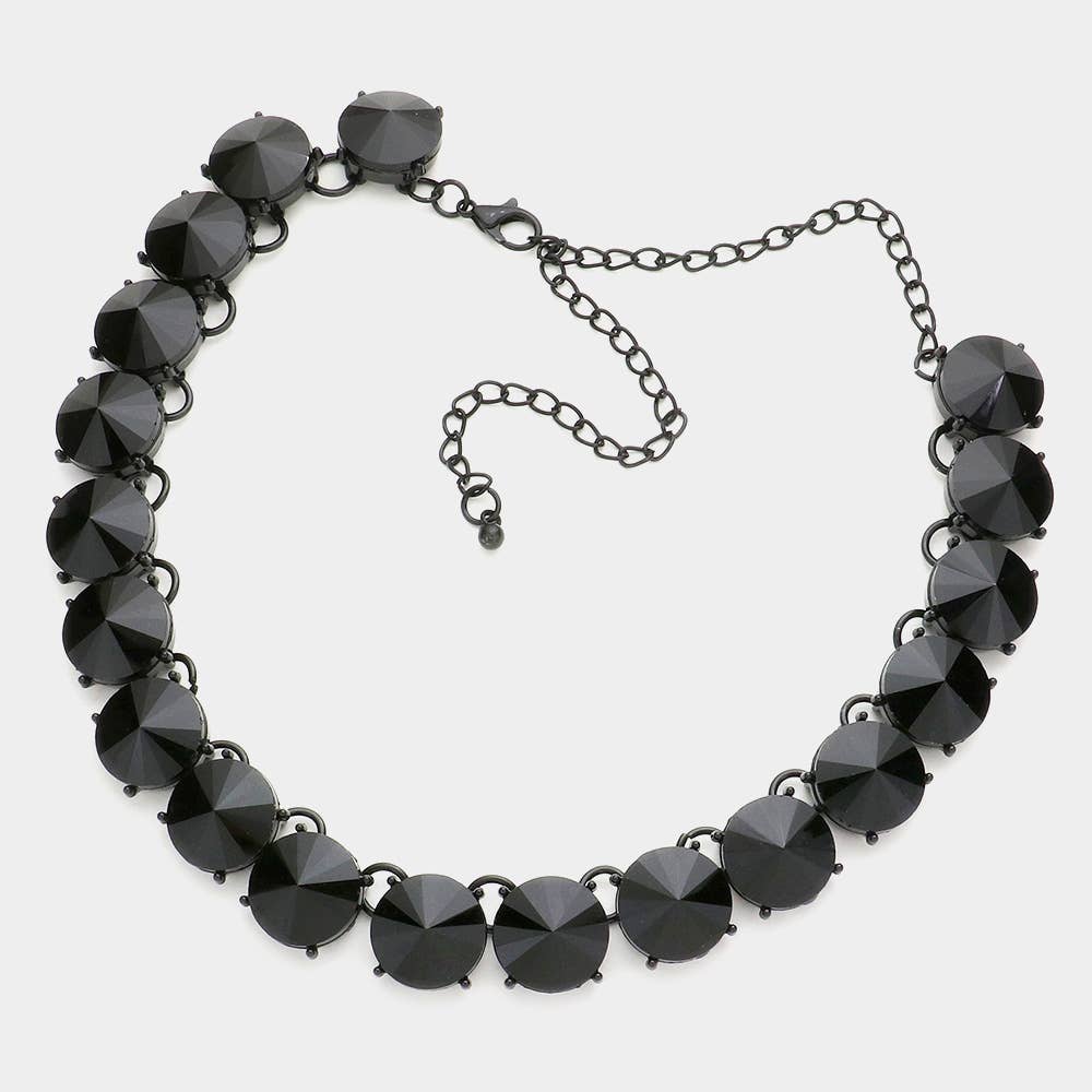 Sensibling Corp. - Wholesale Link & Chain Necklace - Round Stone Link Evening Necklace19