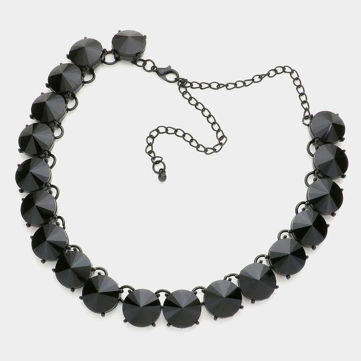 Sensibling Corp. - Wholesale Link & Chain Necklace - Round Stone Link Evening Necklace19