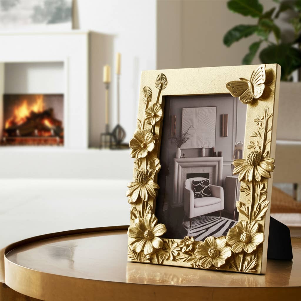 Sagebrook Home - Wholesale Picture Frame - Resin Boho Spring Time Photo Frame - Gold, 4x6 in.13
