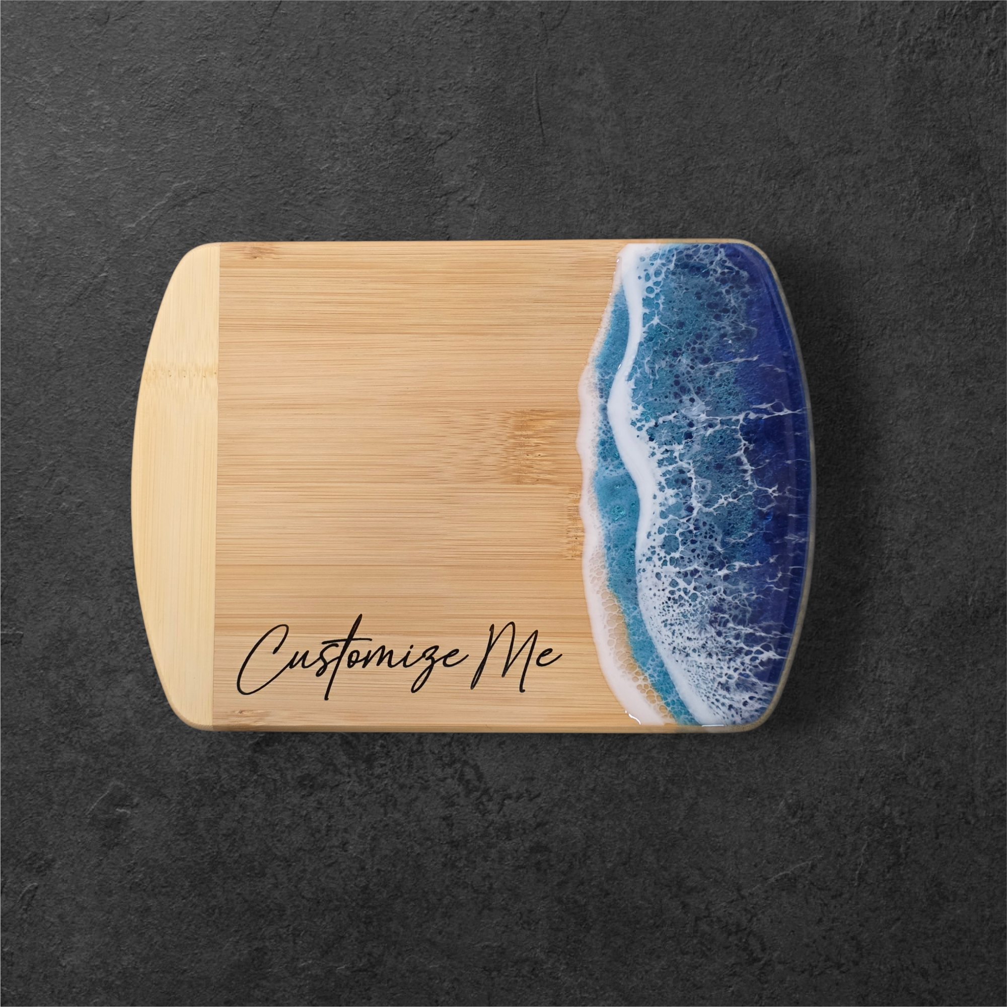 Gulf Coast Custom - Wholesale Cutting Board - Miniature  Bamboo Ocean Resin Art Board  with Name Drop2