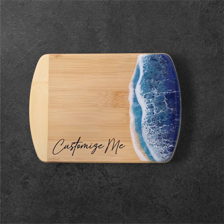 Gulf Coast Custom - Wholesale Cutting Board - Miniature Bamboo Ocean Resin Art Board with Name Drop2