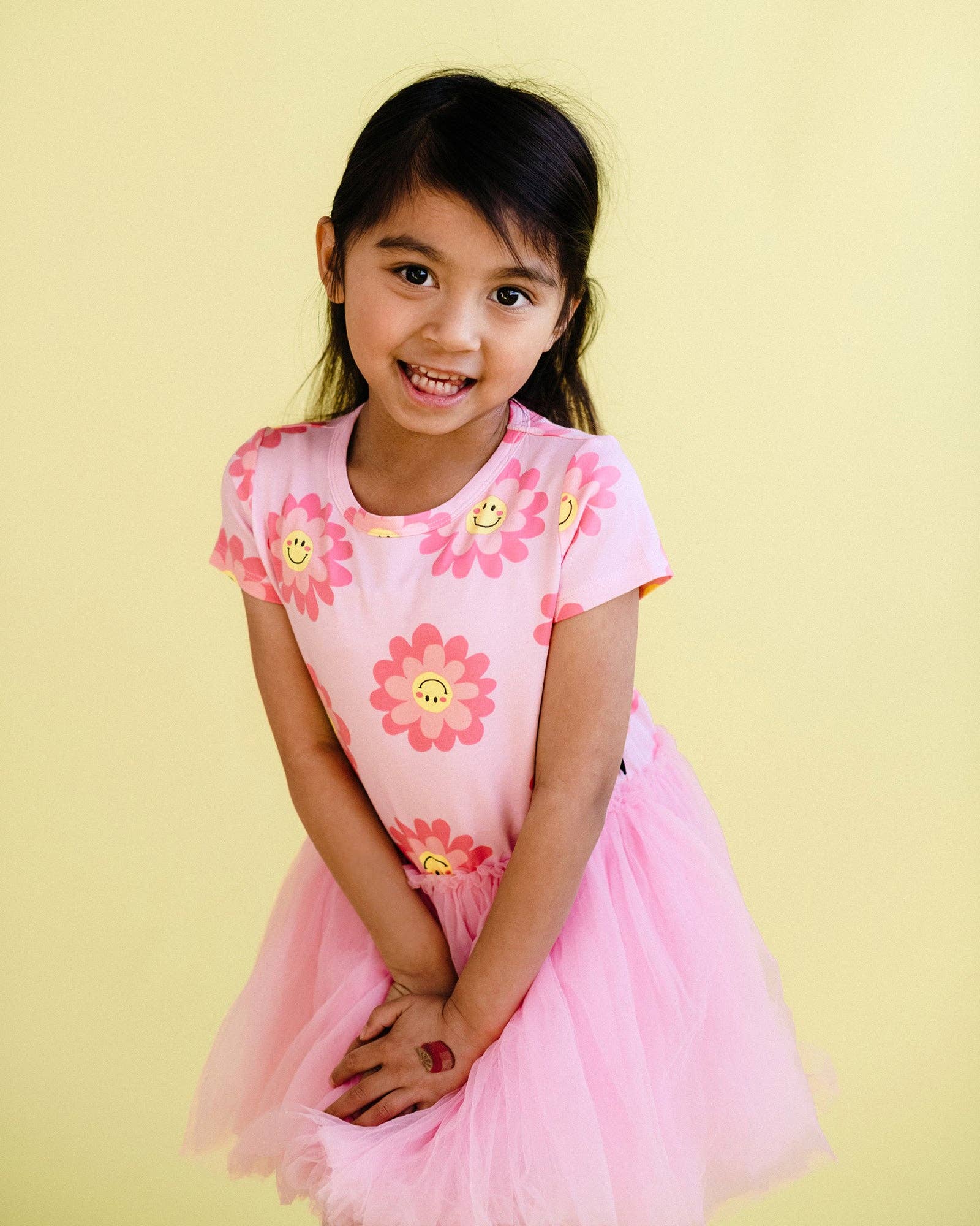 Pink Daisy SMILE FLOWER CIRCUS DRESS for wholesale on Faire0