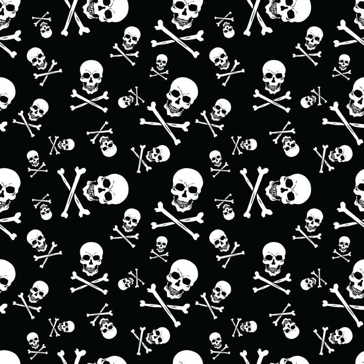 Bandanna - 22" MADE IN USA - Skull & Crossbones Halloween for wholesale by The Bandanna Company