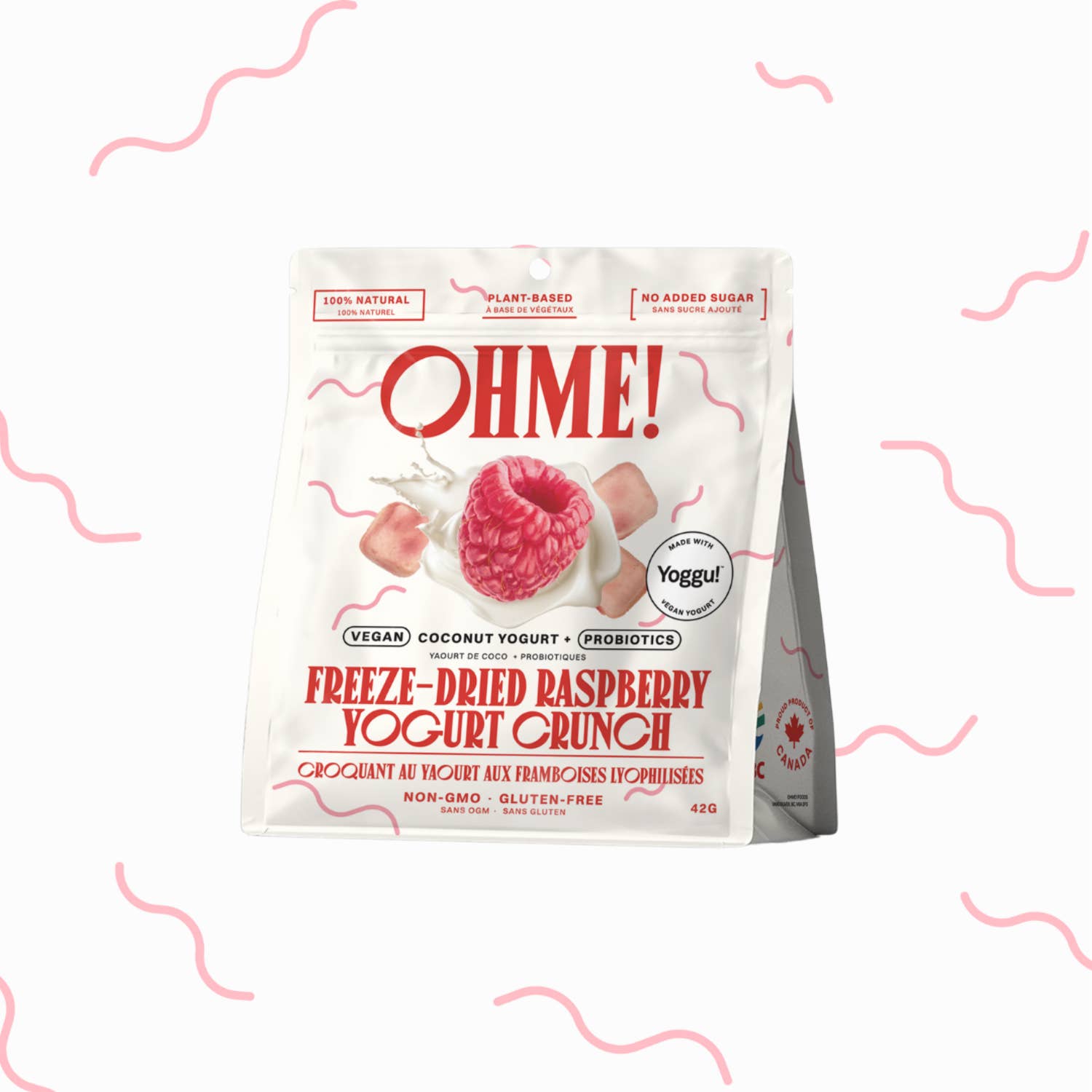 OHME! Foods - Wholesale Dried/Dehydrated Fruit - Freeze-Dried Raspberry Vegan Yogurt Crunch