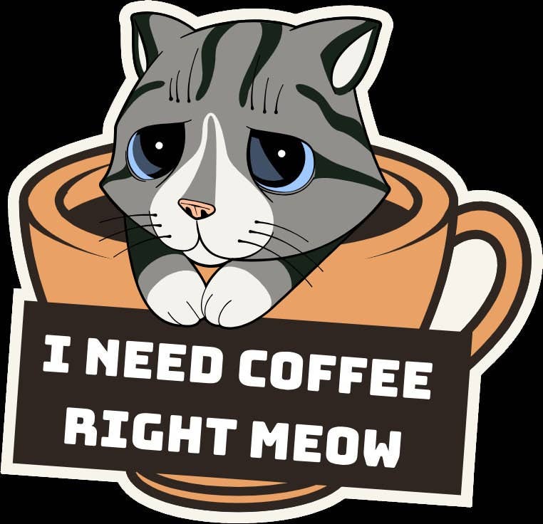 Ozark Sticker Company – Großhandel Aufkleber – Ich brauche Kaffee Right Meow Aufkleber0