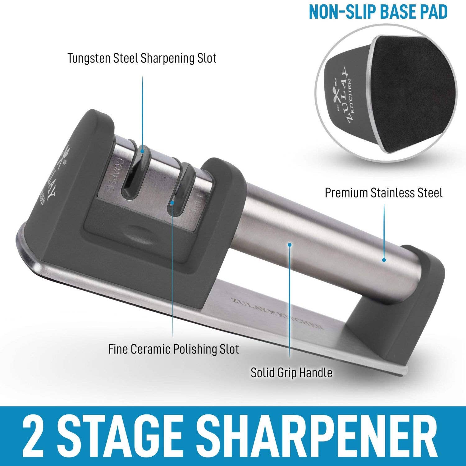 Zulay Kitchen - Wholesale Knife Sharpener - Premium Quality 2-Stage Knife Sharpener1