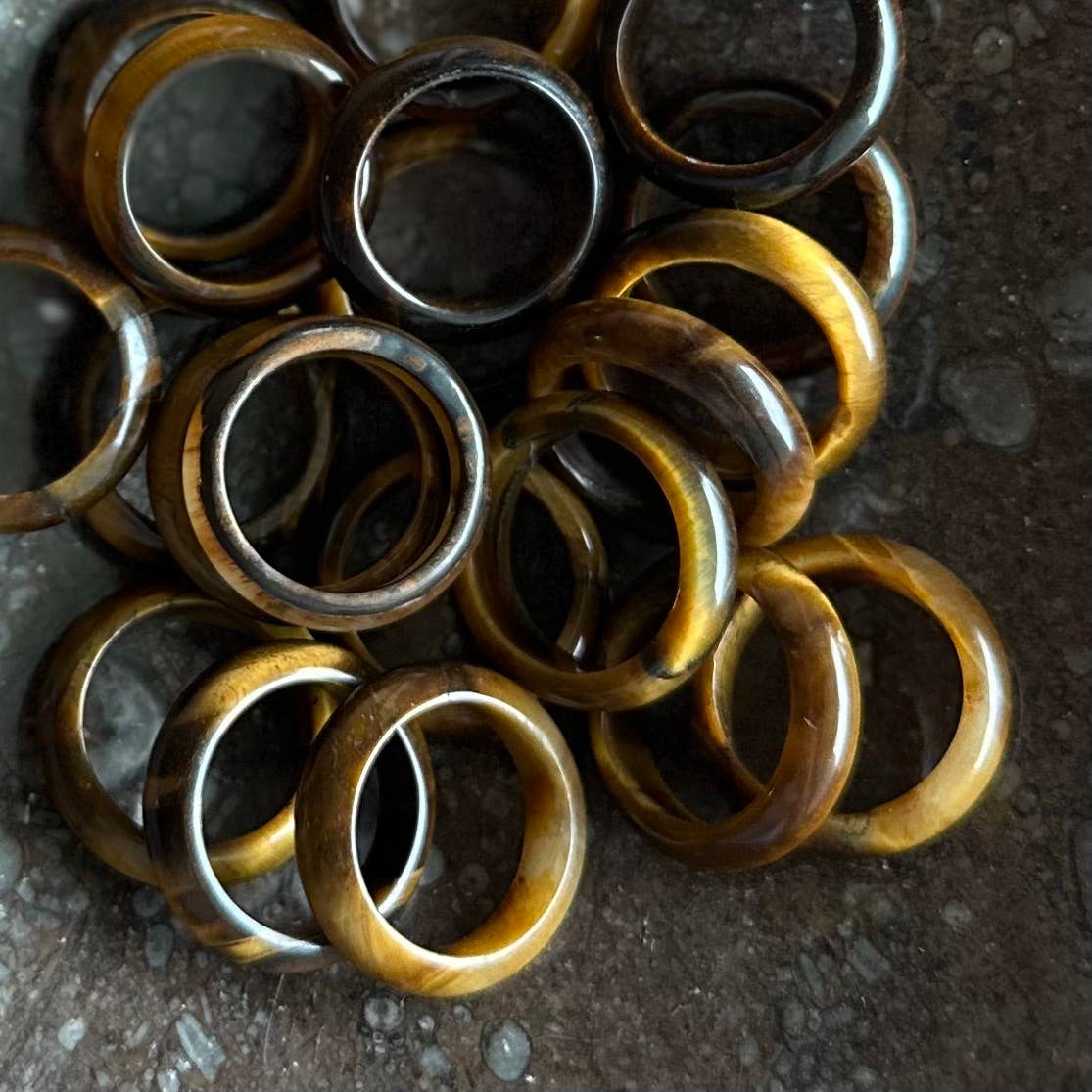 Pebble House - Wholesale Band/Stacked Ring - Tiger's Eye Rings -10 pcs (Crystals & Stones)2