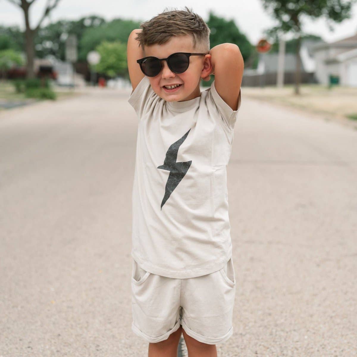 Little Rad Things - Wholesale Screen Printed T-Shirt - Kids - Boys Clothes Greige Acid Wash Spark Tee - USA Made10