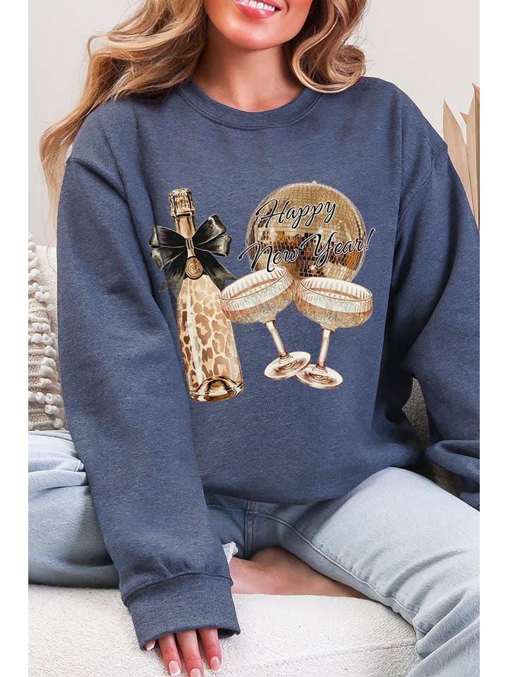 Pink Irene Wholesale - Wholesale Shirt - Women's - Cheers Champagne Graphic Sweatshirt1