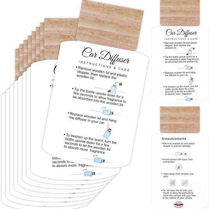 Casey Candle Company - Wholesale Car Freshener - Unisex - Car Diffuser Instruction Cards