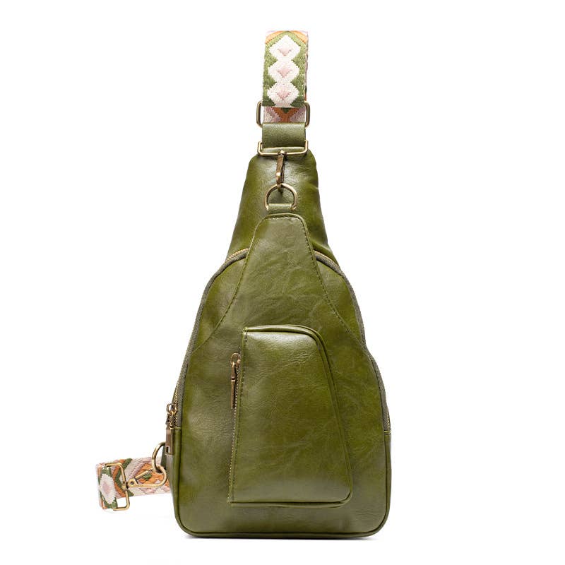 UNISHE - Vente Sac à bandoulière – femme - Sac bandoulière en cuir PU avec sangle brodée CW0140