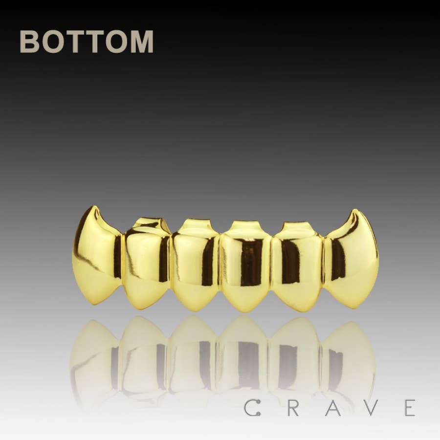 CRAVE - Wholesale Jewelry - Men's - VAMPIRE FANG GOLD 6 TEETH TOP&BOTTOM HIP HOP GRILLZ1