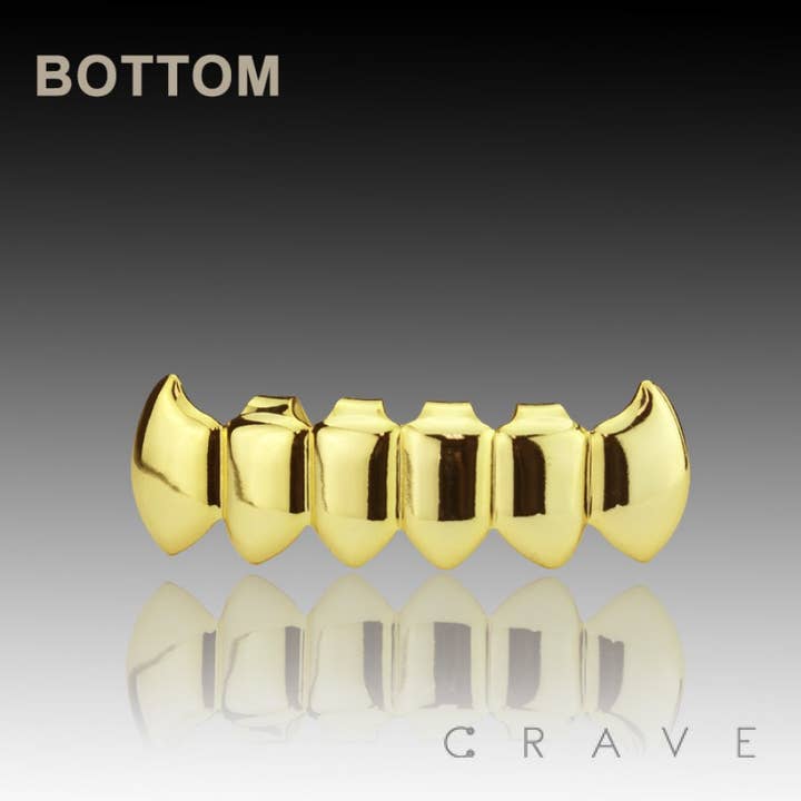 CRAVE - Wholesale Jewelry - Men's - VAMPIRE FANG GOLD 6 TEETH TOP&BOTTOM HIP HOP GRILLZ1