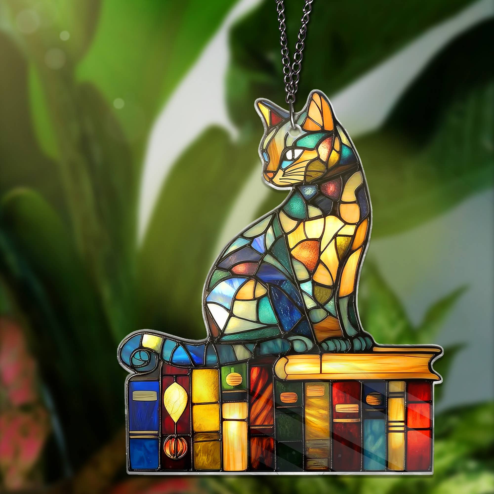 Merchemy - Wholesale Wall Decor - Kids & Baby - Cat And Book ACRYLIC Ornament Reading Cat Window Hanging2