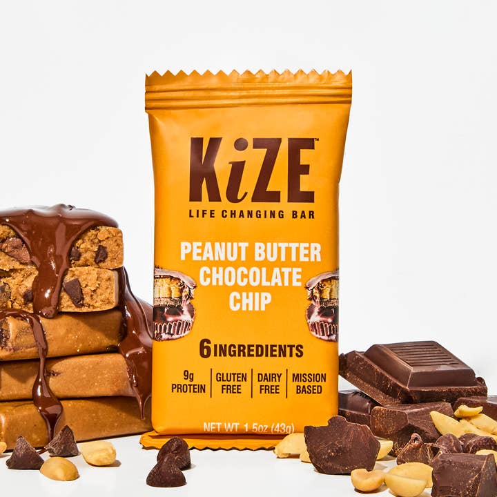 KiZE Life Changing Bars - Wholesale Snack Bar - Peanut Butter Chocolate Chip, Protein Snack Bar, 1.5oz, 10ct2