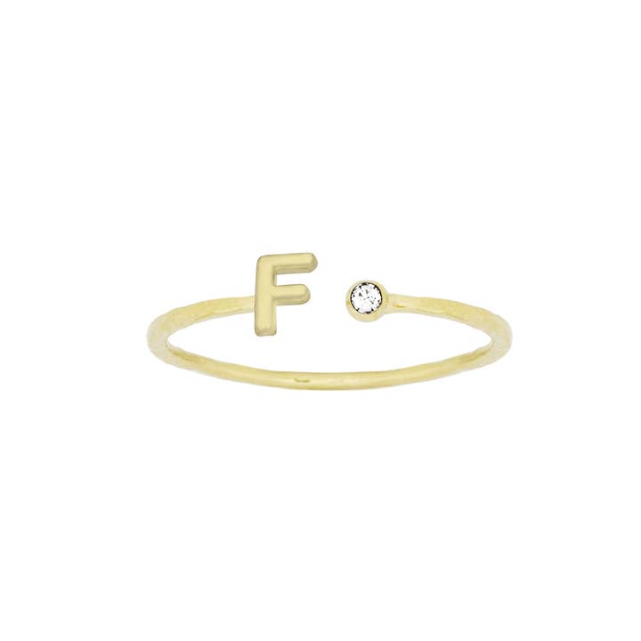 Katie Dean - Wholesale Band/Stacked Ring - 18K Gold Plated, Size 6 Initial Ring