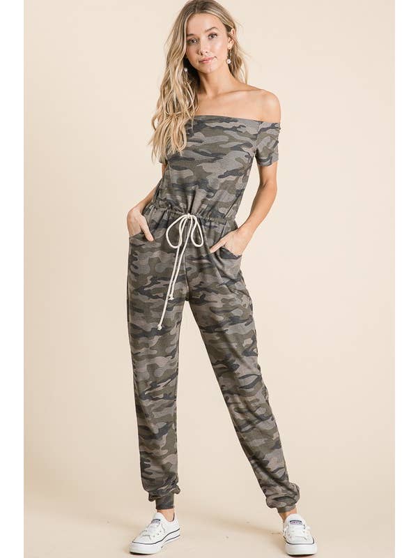 LMR5102-J-Harper's Camo Off the Shoulder Jumpsuit for wholesale on Faire5