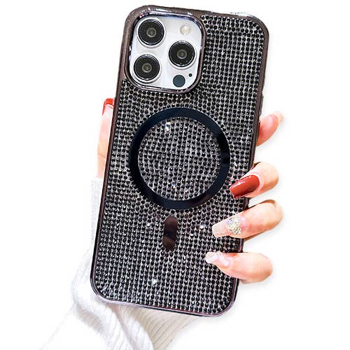 Bling Rhinestone Mag Safe Case Cover for IPhone Black for wholesale by Bling Cases