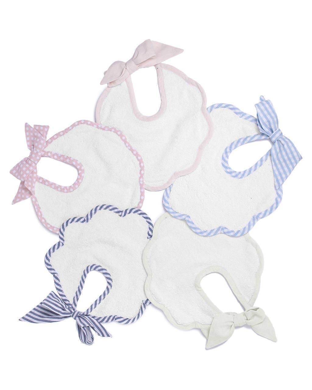 Louelle. - Wholesale Bib - Baby - Scalloped bib | dusty pink gingham1