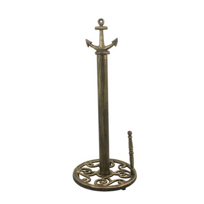 Rustic Gold Cast Iron Anchor Paper Towel Holder 16" for wholesale by Hampton Ironworks