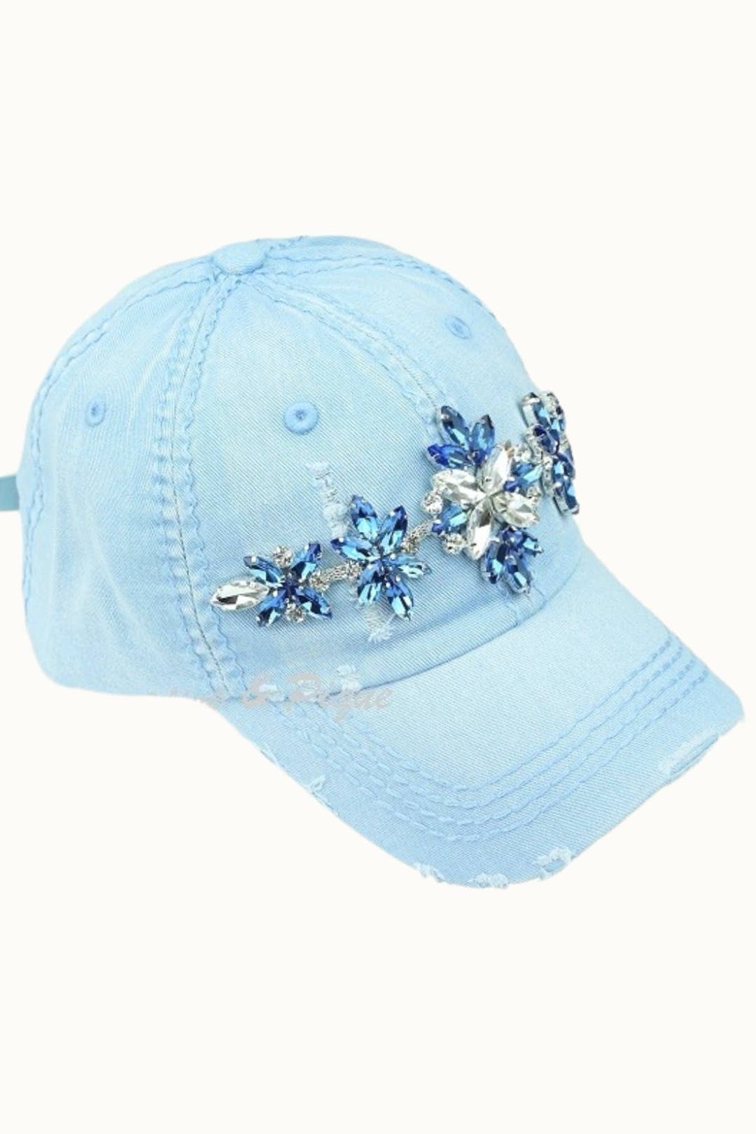 Olive & Pique - Wholesale Baseball Cap - Women's - Bejeweled Bling Glitz Distressed Cap, Adjustable13