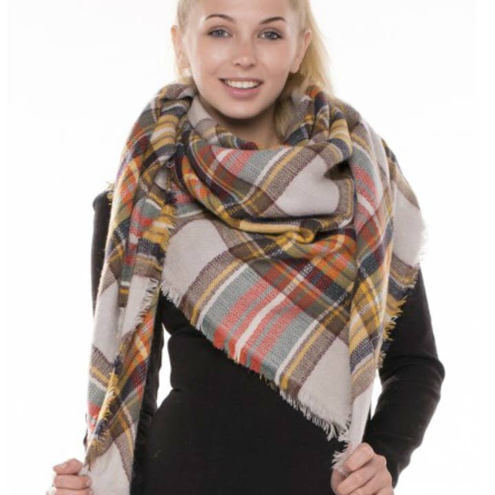 ePretty – wholesale Scarf – Women's – TT7 Classic Plaid Square Blanket Scarf