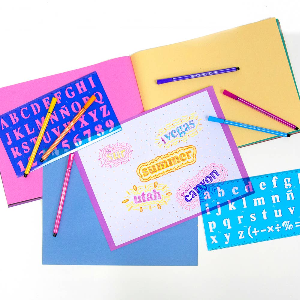 BAZIC Products - Wholesale Stencil/Craft Die - 20mm Size Lettering Stencil Ruler Sets (2/Pack)6