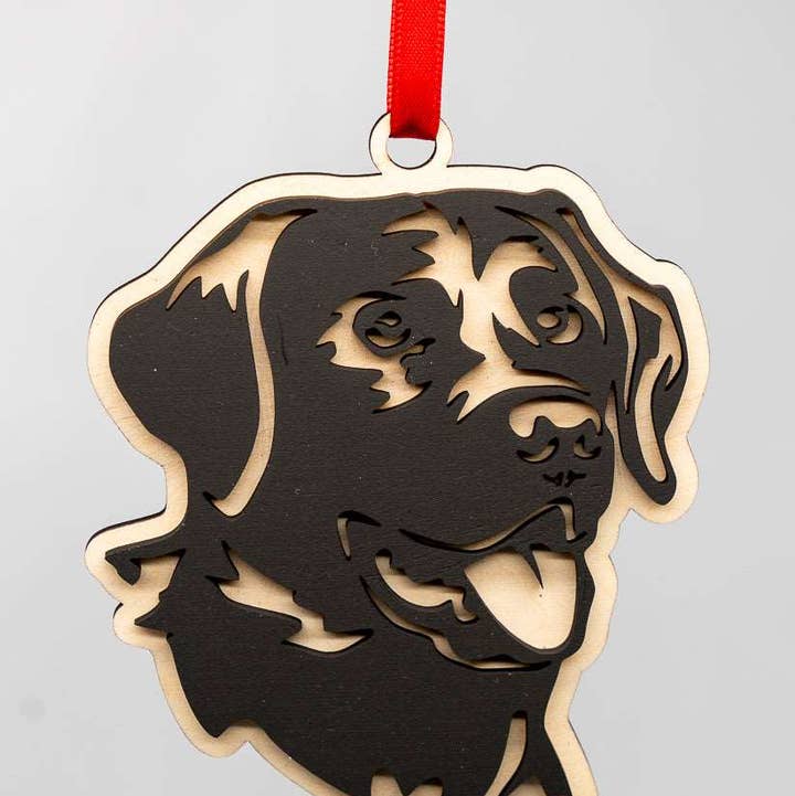 Turnmeyers - Wholesale Ornament - Black Lab Wood Christmas Ornament with Customizable Options0