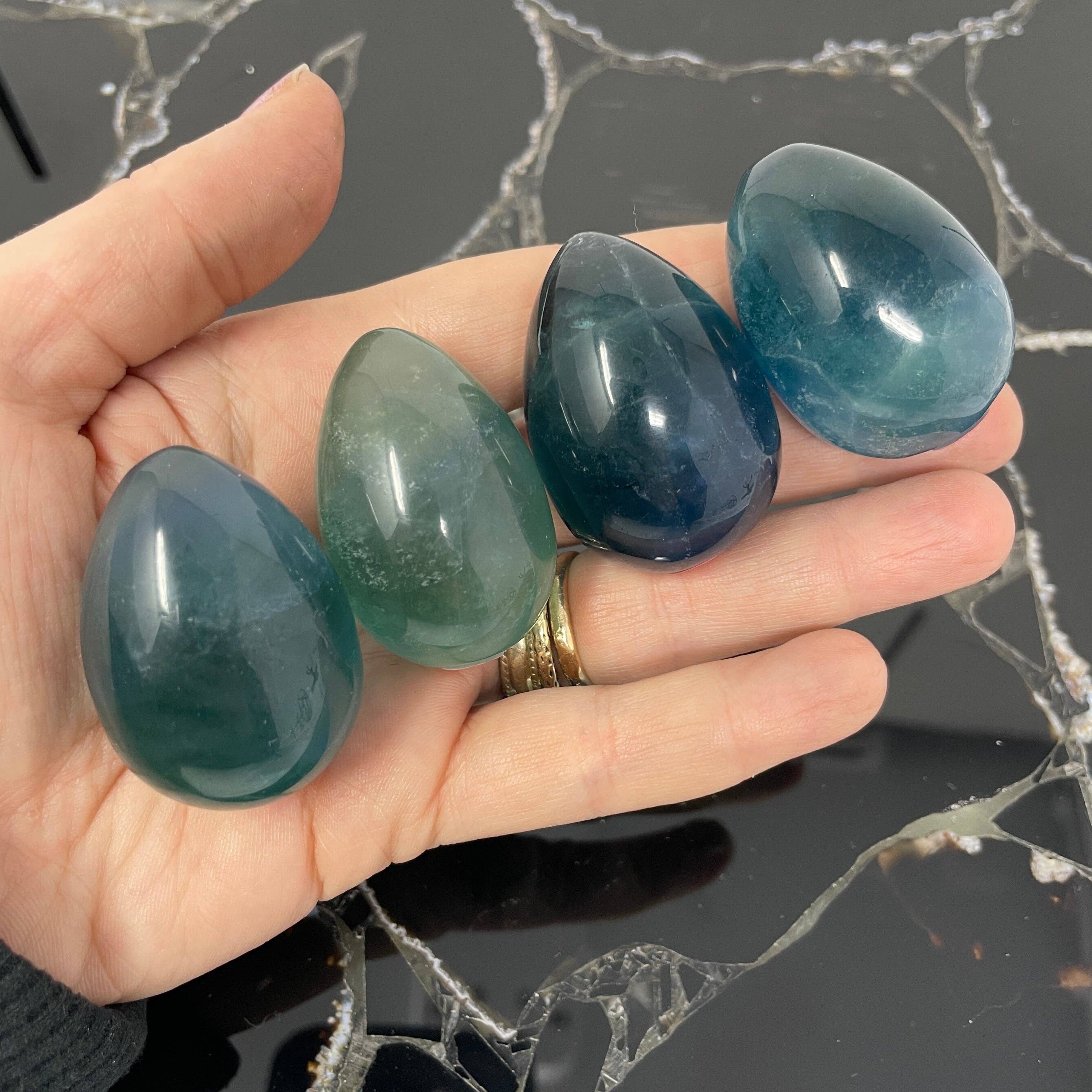 The Crystal Tabby - Wholesale Spiritual Stone/Crystal - Blue & Green Fluorite Eggs Easter Ostara   - 1 pc2