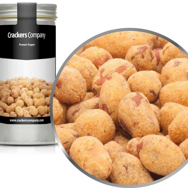 Peanuts Pepper. VPE mit 40 Stk. u. 95g Inhalt je Stk. für den Großhandel von CrackersCompany
