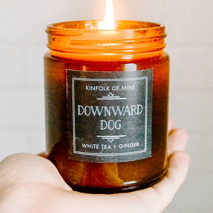 Downward Dog 9oz Candle for wholesale by Kinfolk of Mine