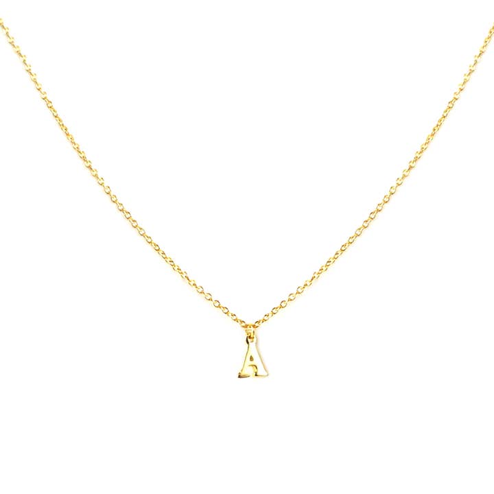 gold plated block initial necklace for wholesale by Marlyn Schiff