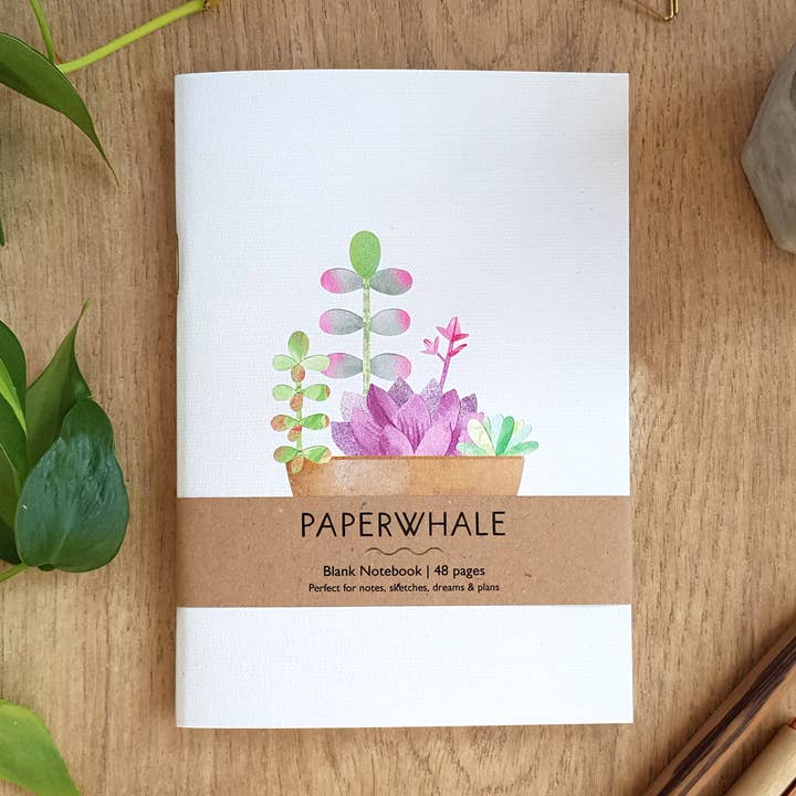 Succulents A6 Notebook for wholesale by Paperwhale Cards & Paper Goods