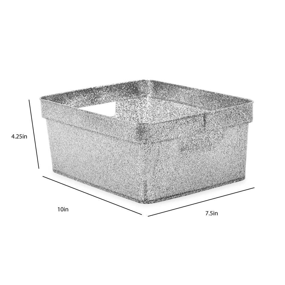 Isaac Jacobs International - Wholesale Storage Bin - Isaac Jacobs Small Glitter Storage Bin Set w/Cut-Out Handles13