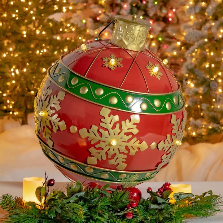 28.5" Tall Metal Christmas Ball Decoration w/ LED- 2 Options for wholesale by Zaer Ltd. International