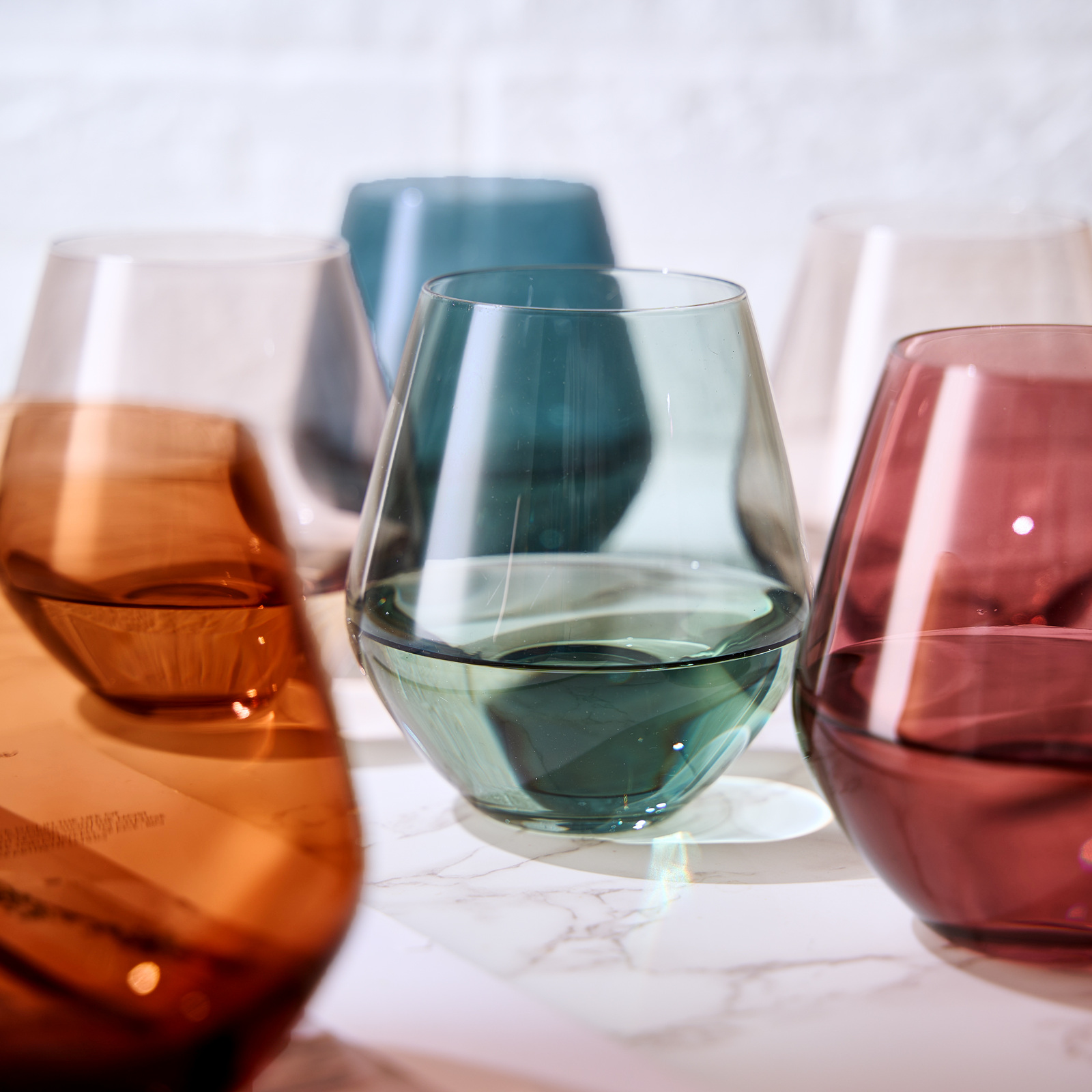 The Wine Savant /  Khen Glassware - Wholesale Wine Glass - Pastel Colored Stemless Crystal Wine Glasses | 6 set | 16 oz4