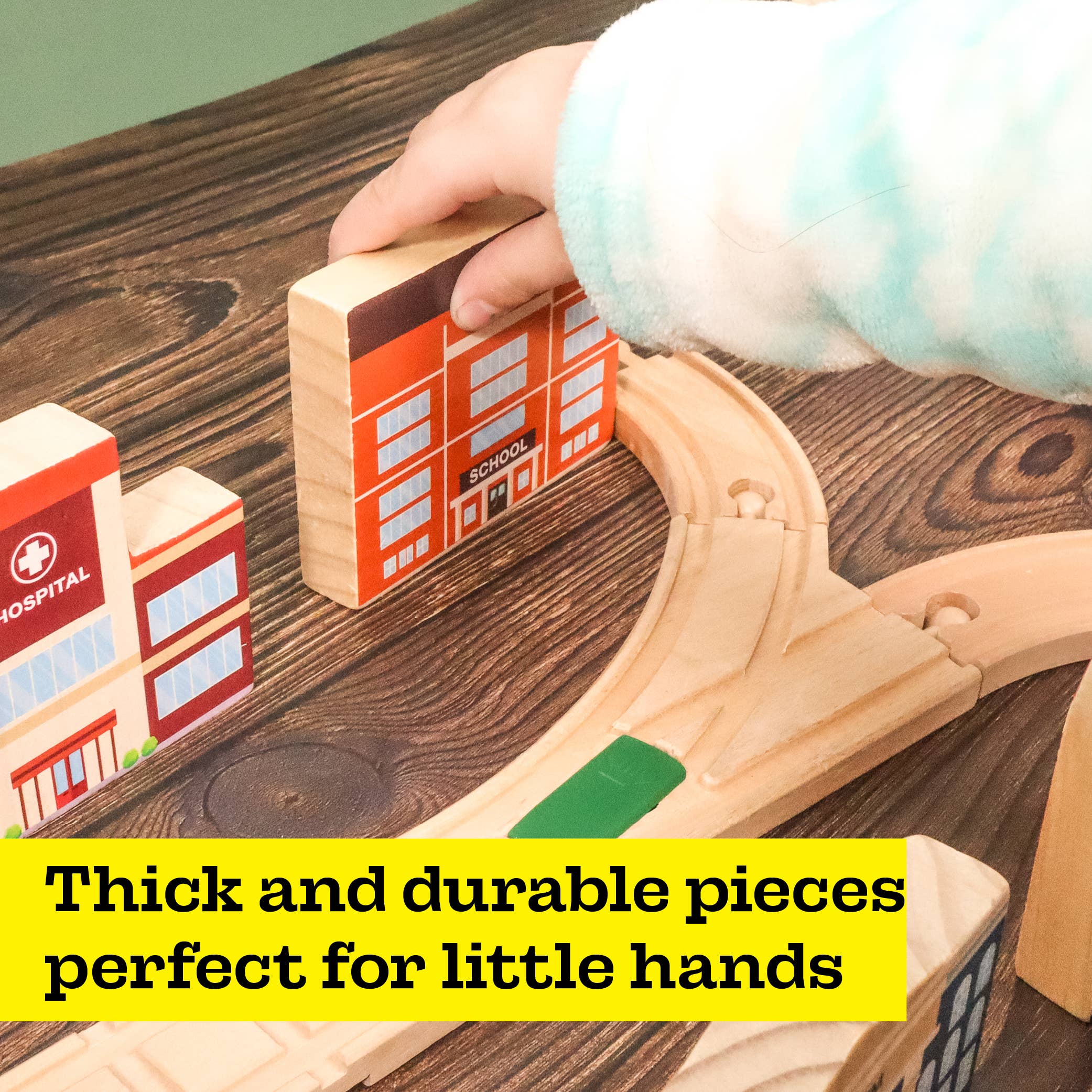 Twinkle Toys LLC - Wholesale Toy Set - Kids - 20 Piece Wooden City Play Set - Wooden Town Buildings 3